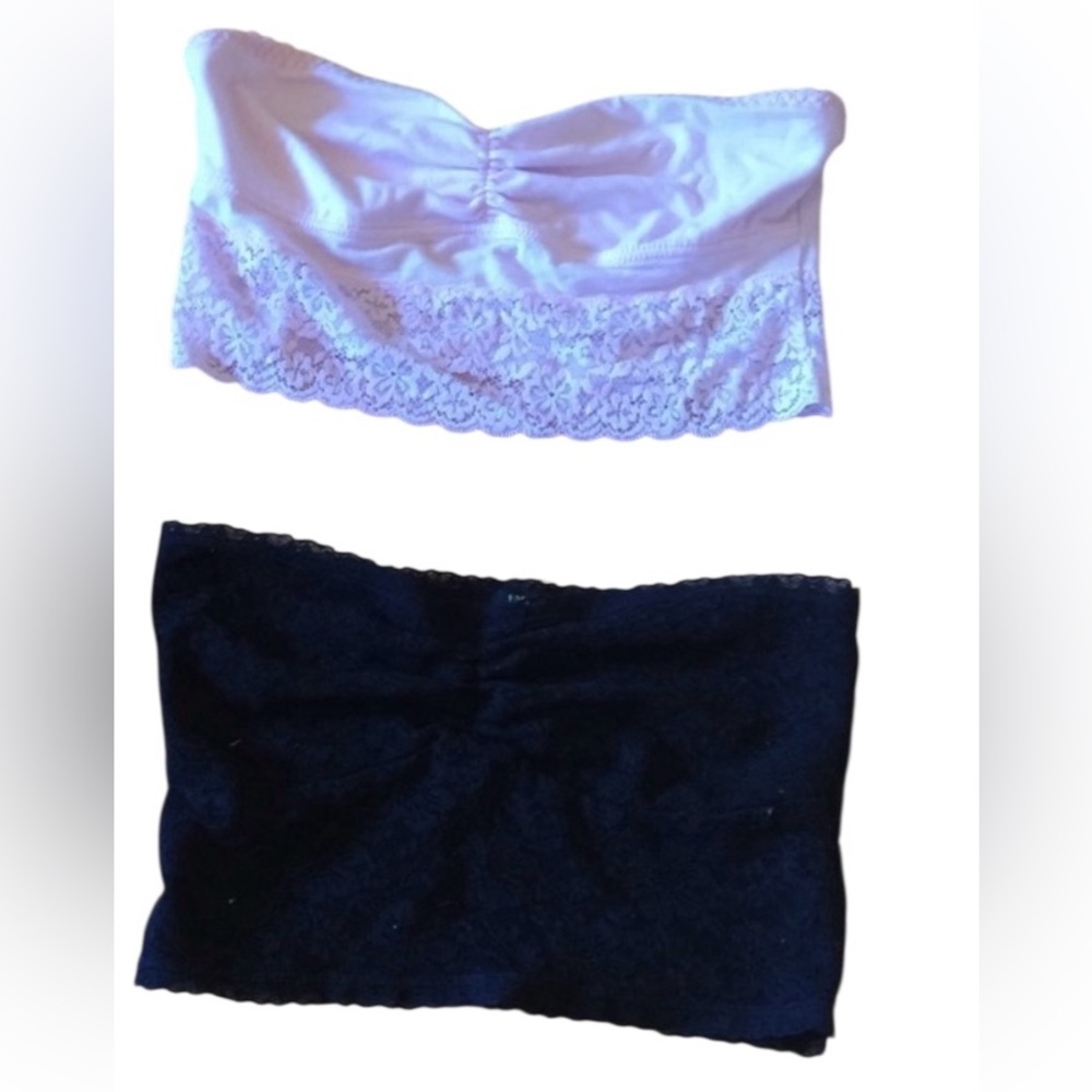 Gilly Hicks Pale Pink Lace & Forever 21 Black Lace Bandeau Bundle